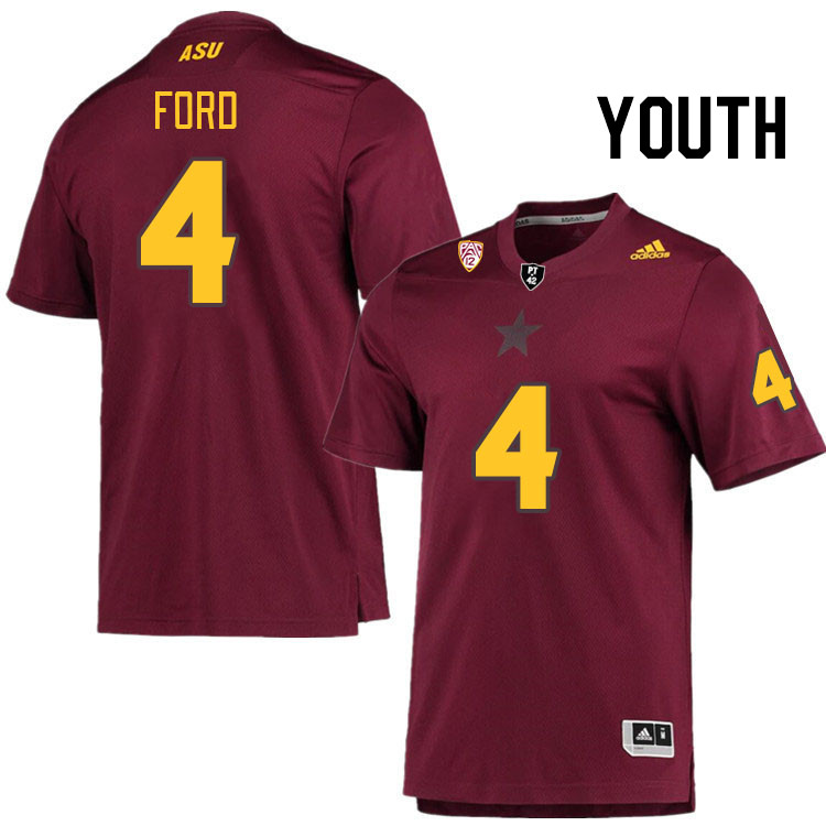 Youth #4 Demetries Ford Arizona State Sun Devils College Football Jerseys Stitched Sale-Maroon